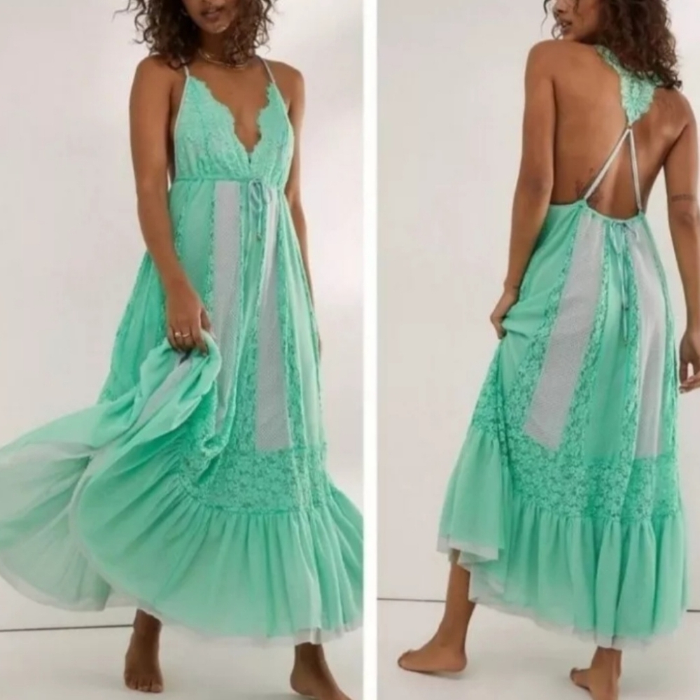 NWOT Free People We are HAH I'll Take You Farrer Slip Maxi Dress $324